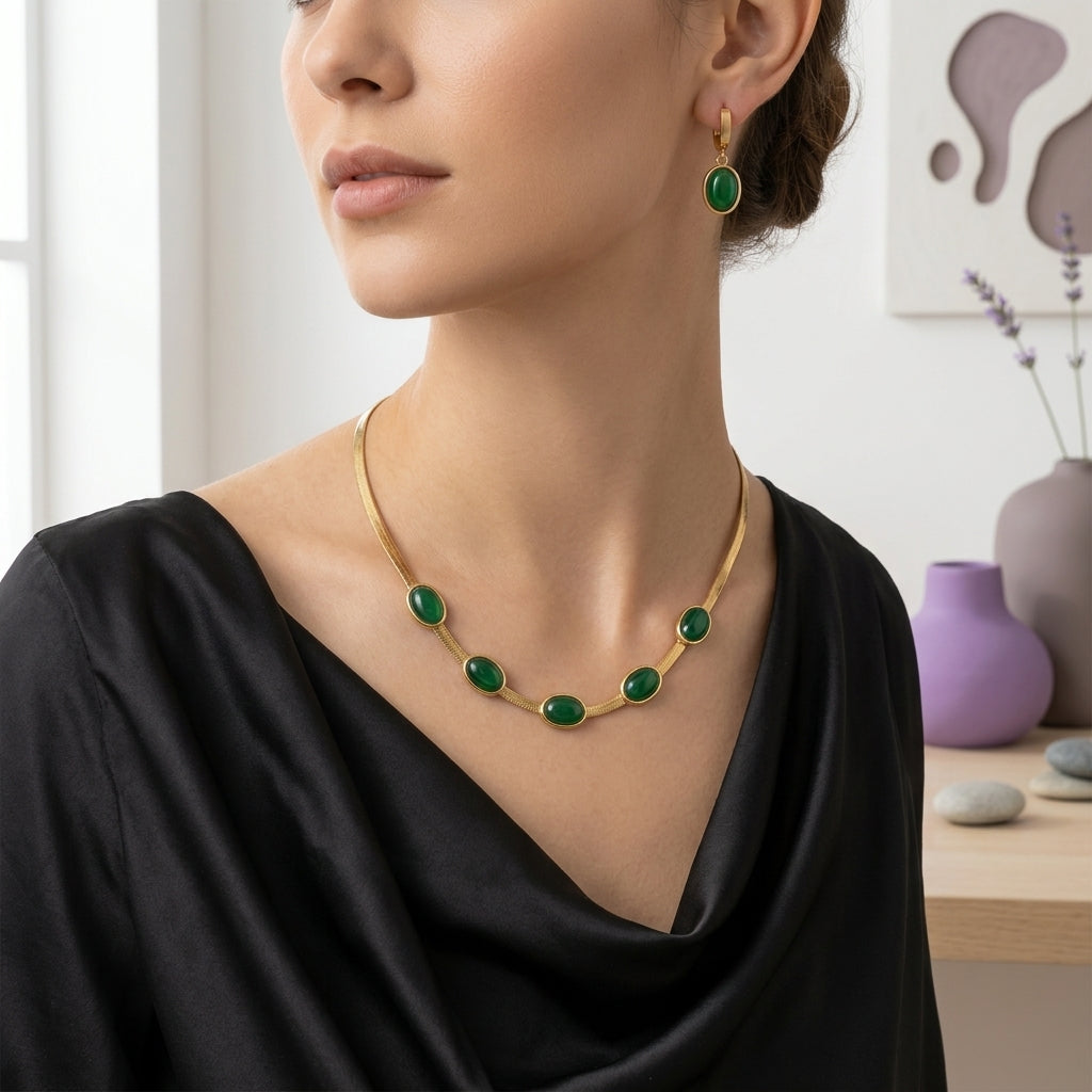 Green Crystal Jewellery Set for Women