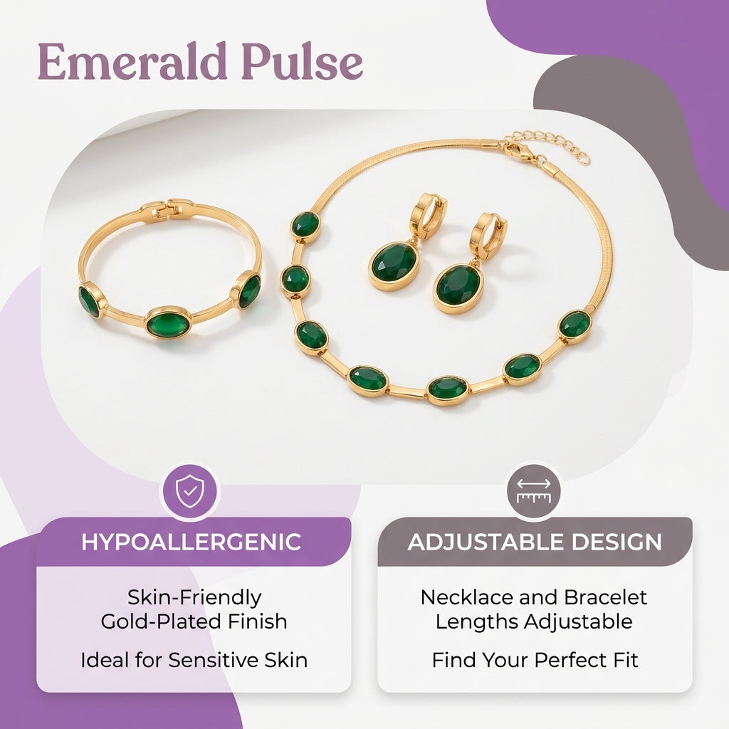 Green Crystal Jewellery Set for Women