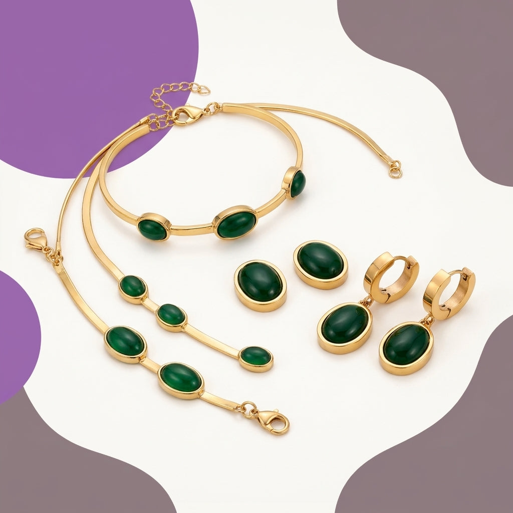 Green Crystal Jewellery Set for Women
